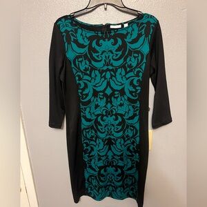 New York & Company Black and Teal Dress
